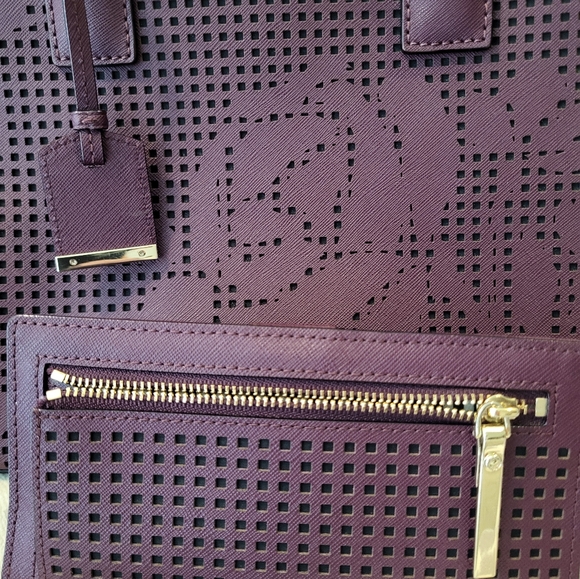 Kate Spade Burgundy Rose Lasercut handbag with matching wallet. - Picture 3 of 7